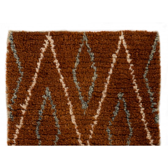 Brown, Beige & Gray Natural wool colors, MOROCCAN Berber Beni Ourain Design Rug, HANDMADE, 100% Wool