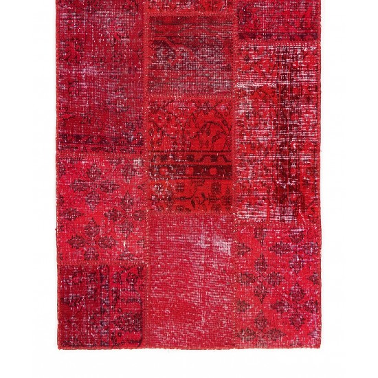 3' x 10' Red Patchwork Runner Rug