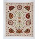 White Vintage Embroidery, UZBEK Suzani / Embroidered Cover / Hanging, 3' 3 x 3' 9" (100 x 116 cm)