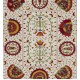 White Vintage Embroidery, UZBEK Suzani / Embroidered Cover / Hanging, 3' 3 x 3' 9" (100 x 116 cm)