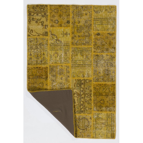 4' x 6' (122x183 cm) Mustard Yellow color Patchwork Rug