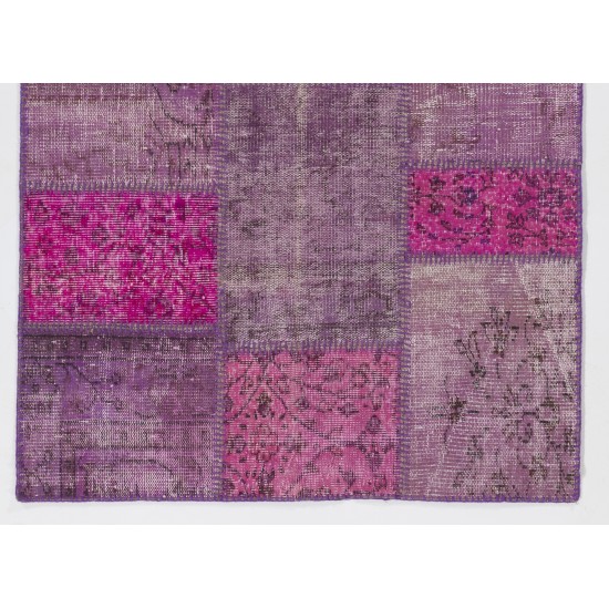 4' x 6' (122x183 cm) Pink and Lavender colored Patchwork Rug