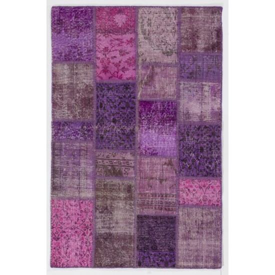 4' x 6' Purple, Lavender and Orchid Color Patchwork Rug