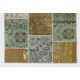 4' x 6' (122x183 cm)  Mustard Yelllow, Light Blue, Light Green and  Beige Color Patchwork Rug