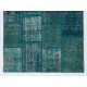 4' x 6' Blue Color Patchwork Rug