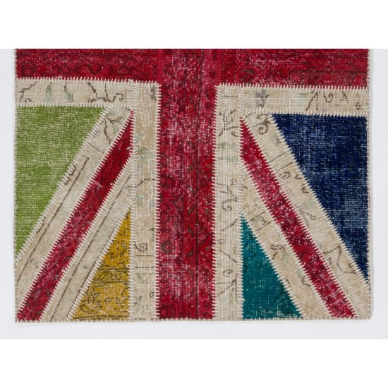 122x183 cm British Flag Union Jack Design Multicolor Patchwork Rug