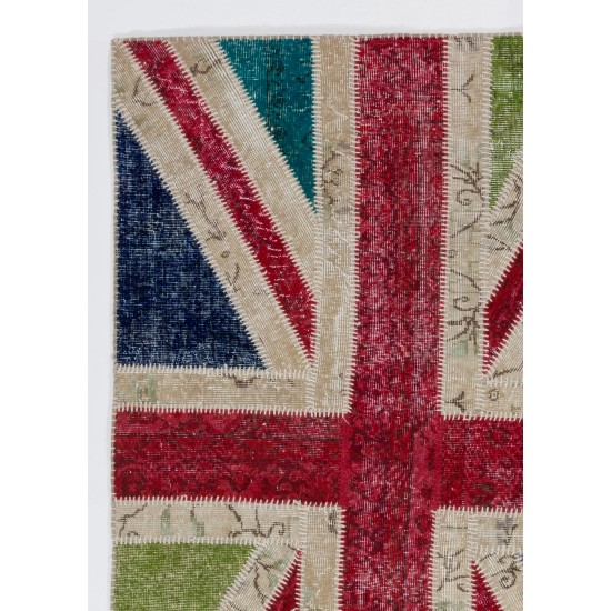 122x183 cm British Flag Union Jack Design Multicolor Patchwork Rug