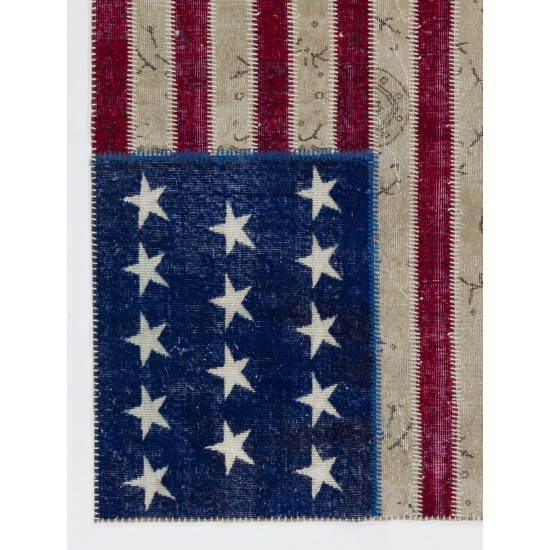 4' x 6' American Flag Design  Patchwork Rug