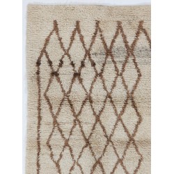 Taupe colored MOROCCAN Berber Beni Ourain Design Rug with Brown Diamond Shaped patterns, HANDMADE, 100% Wool