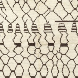 Ivory color MOROCCAN Berber Beni Ourain Design Rug with Brown patterns, HANDMADE, 100% Wool