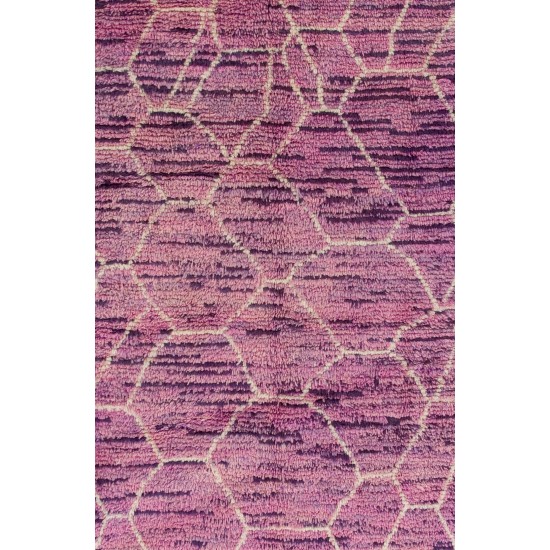 Lilac color MOROCCAN Berber Beni Ourain Design Rug with Lavender patterns, HANDMADE, 100% Wool