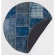 Circular Round Navy Blue Color PATCHWORK Rug
