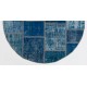 Circular Round Navy Blue Color PATCHWORK Rug