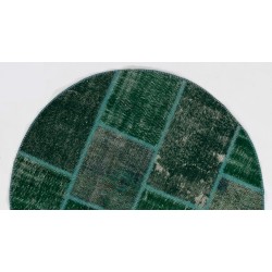 Circular Round Green Color PATCHWORK Rug