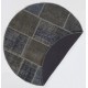 Circular Round Denim Blue Color PATCHWORK Rug