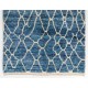 Air Force Blue color MOROCCAN Berber Beni Ourain Design Rug with Beige patterns and shades of Royal Blue and Light Blue, HANDMADE, 100% Wool