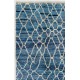 Air Force Blue color MOROCCAN Berber Beni Ourain Design Rug with Beige patterns and shades of Royal Blue and Light Blue, HANDMADE, 100% Wool