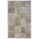 152x245 cm Beige & Cream Color PATCHWORK Rug, Overdyed Washed out neutral colors