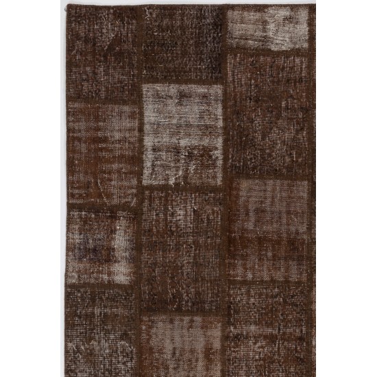 5' X 8' (152x245 cm) Chestnut Brown Colour PATCHWORK Rug