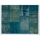 152x245 cm Turquoise Blue Colour PATCHWORK Rug