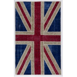 152x245 cm British Flag Union Jack Design Multicolor PATCHWORK RUG 