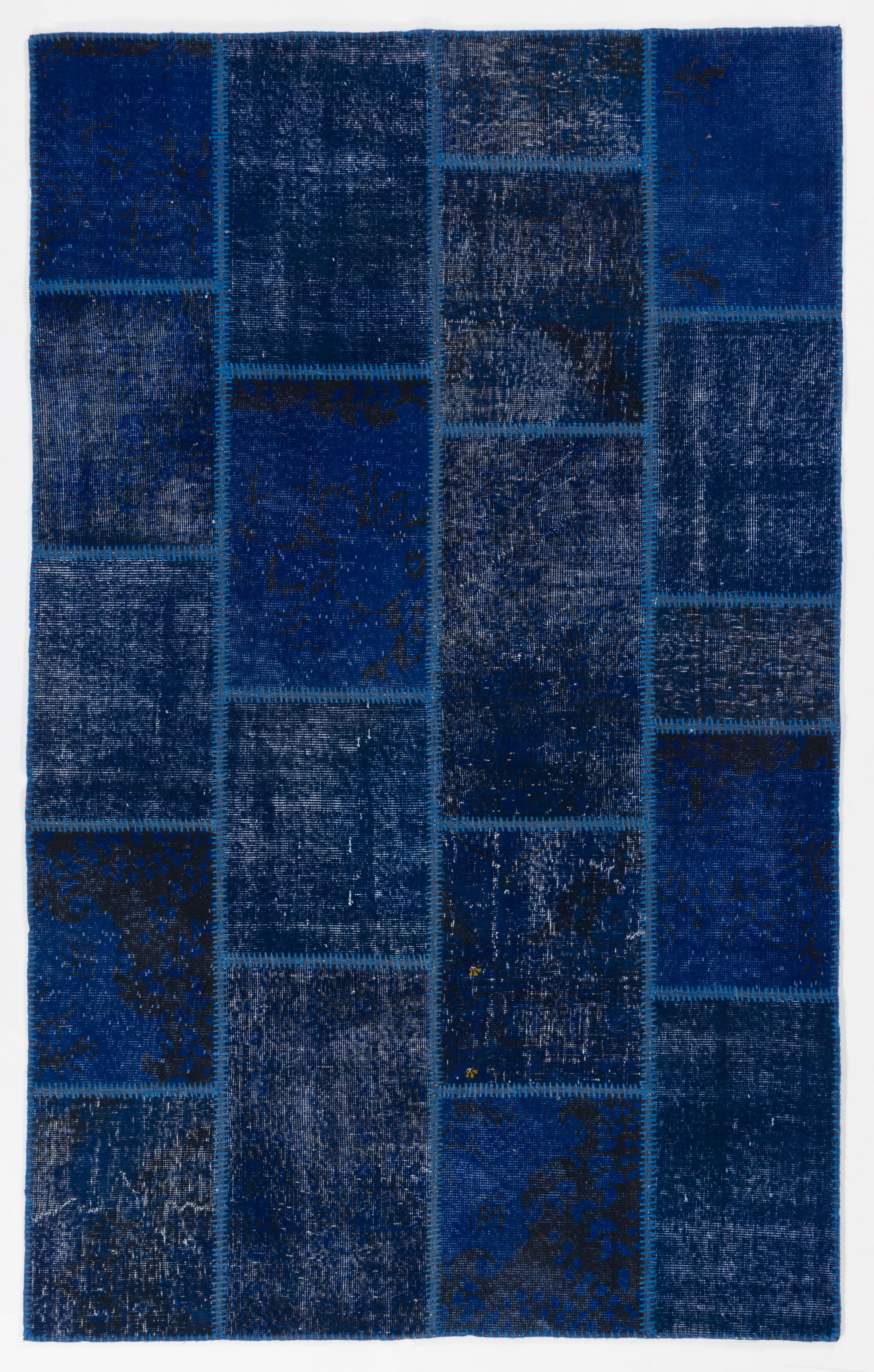 5' x 8' Navy Blue Color Patchwork Rug