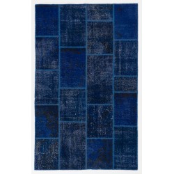 5' x 8' Navy Blue Color Patchwork Rug