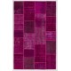 152x245 cm Dark Pink PATCHWORK Rug handmade form Overdyed Turkish Rugs