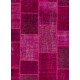 152x245 cm Dark Pink PATCHWORK Rug handmade form Overdyed Turkish Rugs