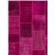 152x245 cm Dark Pink PATCHWORK Rug handmade form Overdyed Turkish Rugs