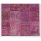 5' x 8' (152x245 cm) Light Pink PATCHWORK Rug Handmade from OVERDYED Distressed Vintage Turkish Rugs