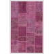 152x245 cm Light Pink PATCHWORK Rug Handmade from OVERDYED Distressed Vintage Turkish Rugs