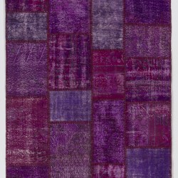 5' x 8' Purple Lavender Lilac Orchid Color Patchwork Rug, 152x245 cm 