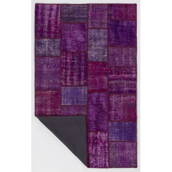 5' x 8' Purple Lavender Lilac Orchid Color Patchwork Rug, 152x245 cm 