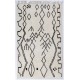 Beige color MOROCCAN Berber Beni Ourain Design Rug with Black Irregular patterns, HANDMADE, 100% Wool