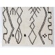 Beige color MOROCCAN Berber Beni Ourain Design Rug with Black Irregular patterns, HANDMADE, 100% Wool