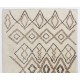 Beige MOROCCAN Berber Beni Ourain Design Rug with Brown patterns, HANDMADE, 100% Wool