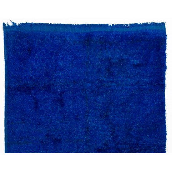Navy Blue colored Turkish Tulu Shag Pile Rug, HANDMADE, 100% Wool