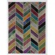 152x245 cm Herringbone Zig Zag Design Multicolor PATCHWORK Rug Handmade from OVERDYED Vintage Turkish Carpets