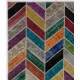 152x245 cm Herringbone Zig Zag Design Multicolor PATCHWORK Rug Handmade from OVERDYED Vintage Turkish Carpets