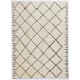 Ivory color MOROCCAN Berber Beni Ourain Design Rug with Brown Diamond patterns, HANDMADE, 100% Wool