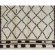 Ivory color MOROCCAN Berber Beni Ourain Design Rug with Brown Diamond and Square patterns, HANDMADE, 100% Wool