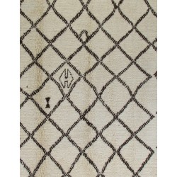 Ivory color MOROCCAN Berber Beni Ourain Design Rug with Brown Diamond and Square patterns, HANDMADE, 100% Wool