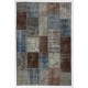 183x275 cm Faded Blue, Brown, Gray and Turquoise Color PATCHWORK Rug 