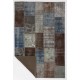 183x275 cm Faded Blue, Brown, Gray and Turquoise Color PATCHWORK Rug 