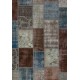 183x275 cm Faded Blue, Brown, Gray and Turquoise Color PATCHWORK Rug 