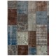 183x275 cm Faded Blue, Brown, Gray and Turquoise Color PATCHWORK Rug 