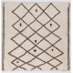 Ivory color Square Shaped MOROCCAN Berber Beni Ourain Design Rug with Brown Diamond patterns, HANDMADE, 100% Wool