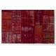 6'6" x 9'10 (200 x 300 cm) Red Color PATCHWORK with Orange pieces