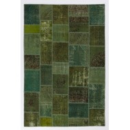 6'6" x 9'10" Green Colored Patchwork Rug